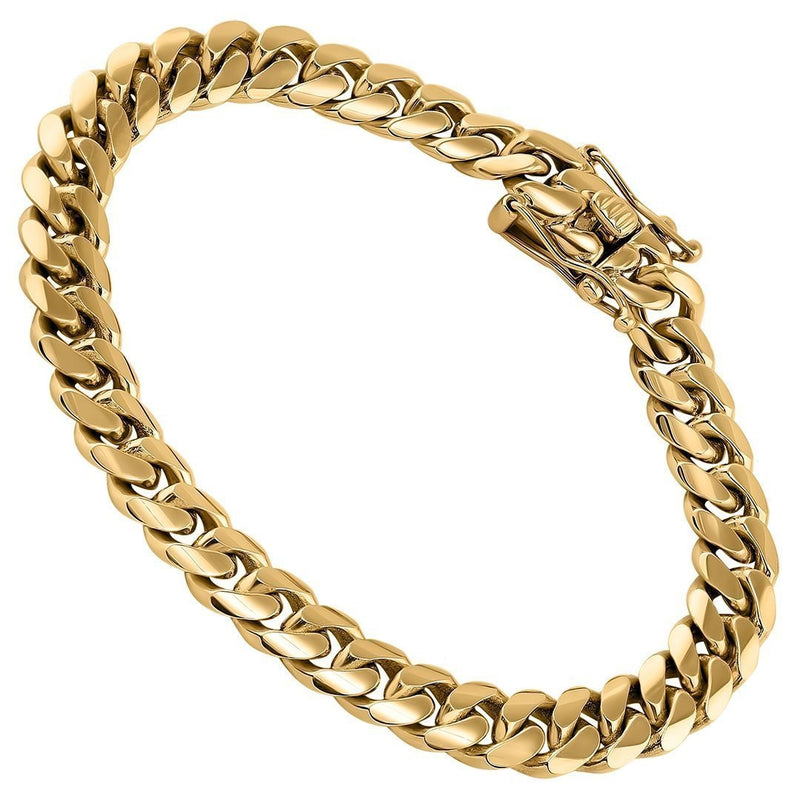 14k Yellow Solid Gold Miami Cuban Link Bracelet 9 Mm Avianne Jewelers 