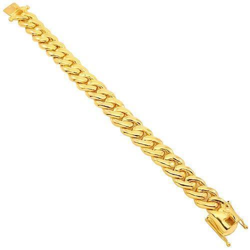 14K Yellow Solid Gold Mens Cuban Bracelet 14.5 mm – Avianne Jewelers