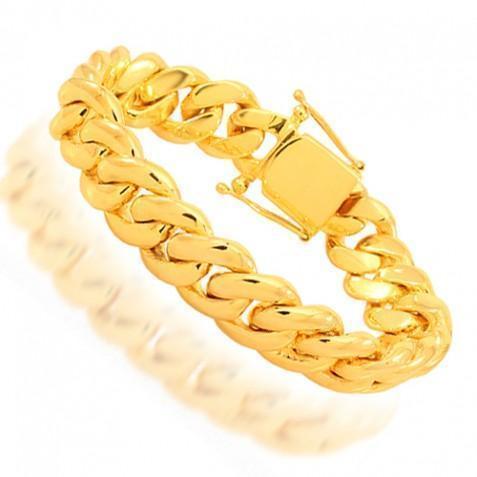 14K Yellow Solid Gold Mens Cuban Bracelet 14 mm – Avianne Jewelers