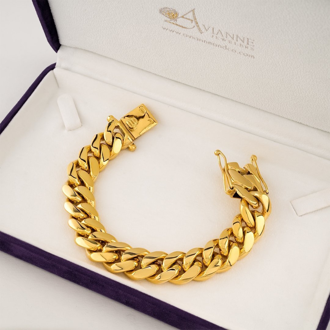 18k Yellow Gold Cuban Bracelet 155 Mm Avianne Jewelers 