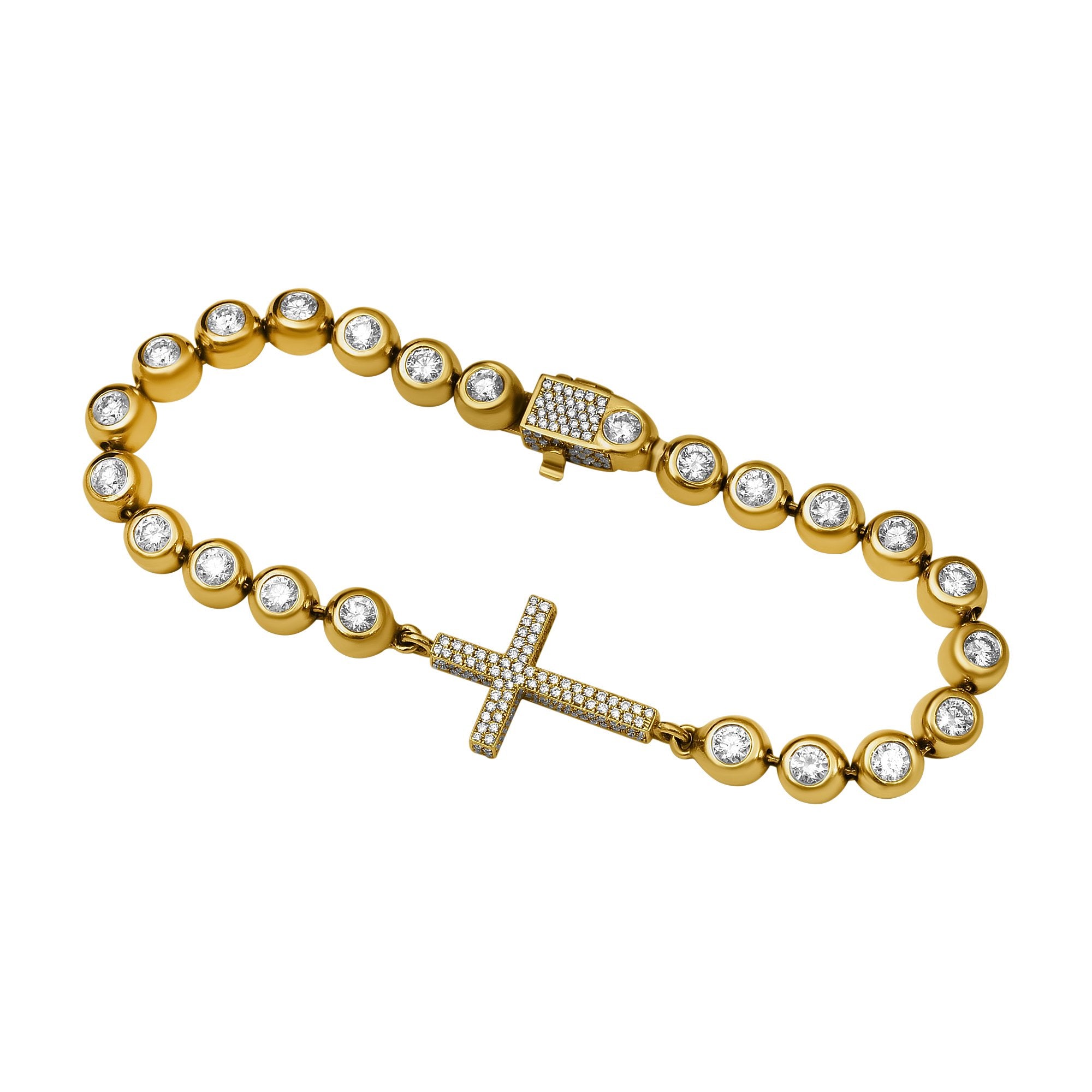 14k Yellow Gold Diamond Cross Bracelet 5 Ctw – Avianne Jewelers