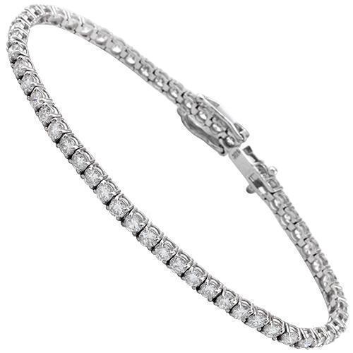 14K White Solid Gold Womens Diamond Tennis Bracelet 4.67 Ctw–Diamond ...