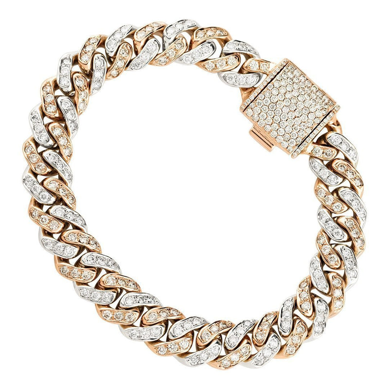 Diamond Cuban Link Bracelet Two Tone Gold 5.50 Ctw–Diamond Cuban Bracelets
