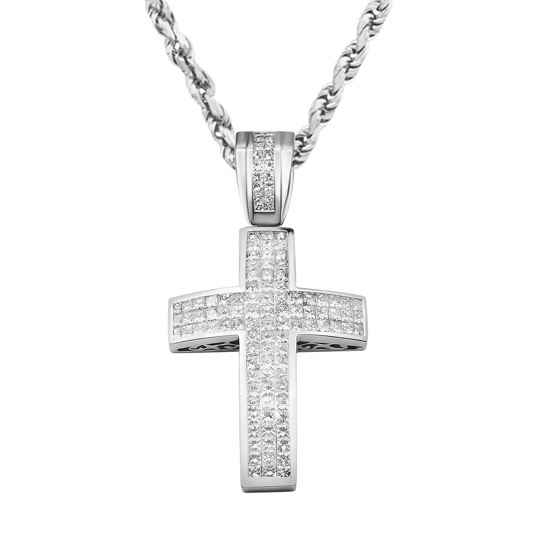 14K Diamond Princess Cut Cross Pendant 9.5ctw – Avianne Jewelers