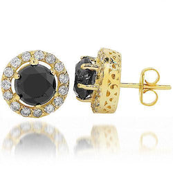 14K Yellow Solid Gold Black Diamond 