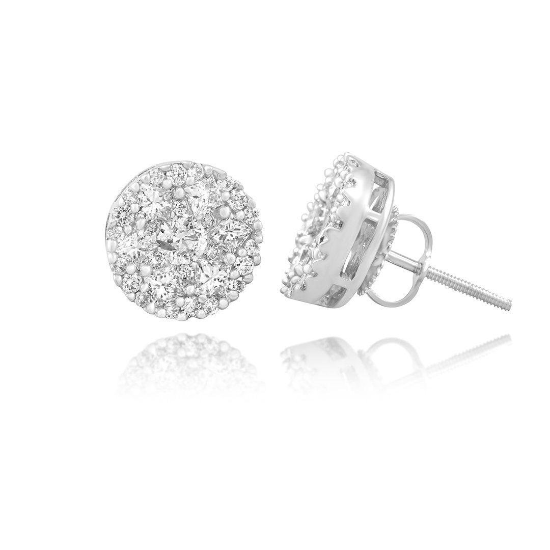 10k White Gold Diamond Circle Earrings 1.44 Ctw – Avianne Jewelers