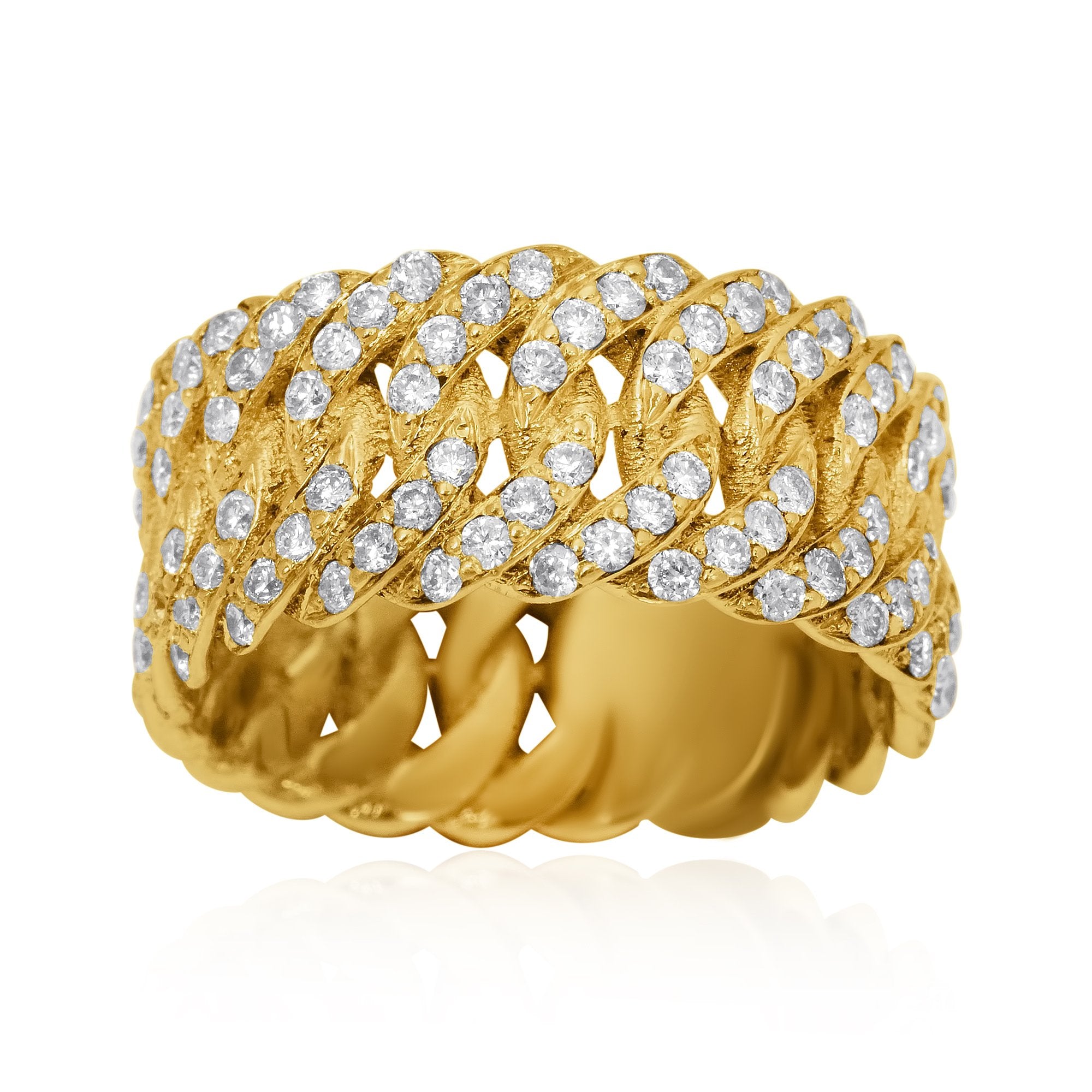 14k Yellow Gold Diamond Eternity Cuban Link Ring 1.70 Ctw – Avianne ...