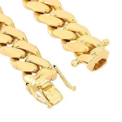 14K Yellow Solid Gold Mens Cuban Chain 10 mm–Cuban Link Chains