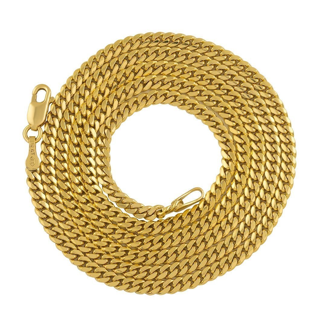 14k Yellow Solid Gold Cuban Link Chain 2.5 mm – Avianne Jewelers