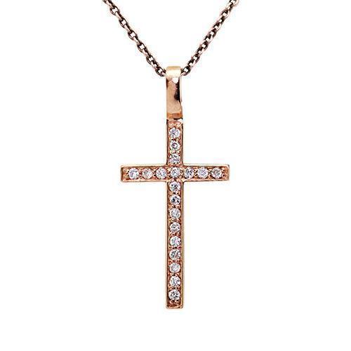 14k Rose Gold Diamond Cross 0.15ctw – Avianne Jewelers