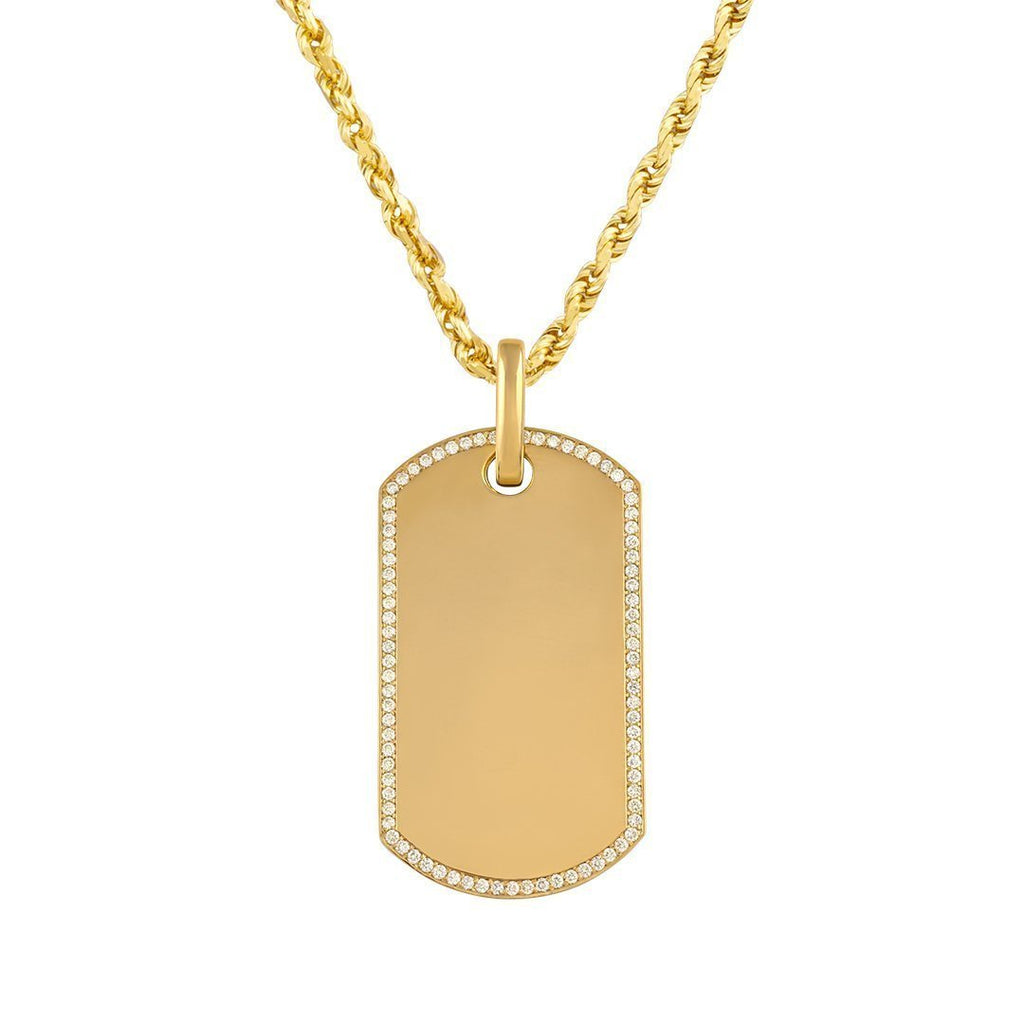 diamond dog tag necklace gold
