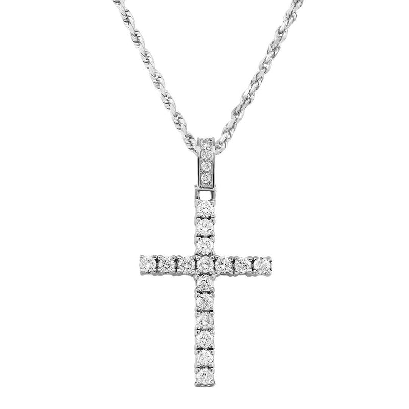 14k White Gold Diamond Cross Pendant 3 Ctw – Avianne Jewelers
