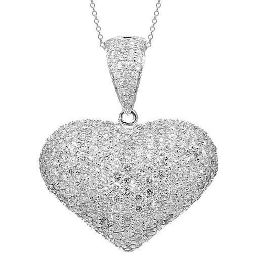 14K White Solid Gold Diamond Heart Pendant 5.12 Ctw – Avianne Jewelers
