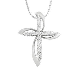 Diamond Cross Pendant 14k White Gold 0 