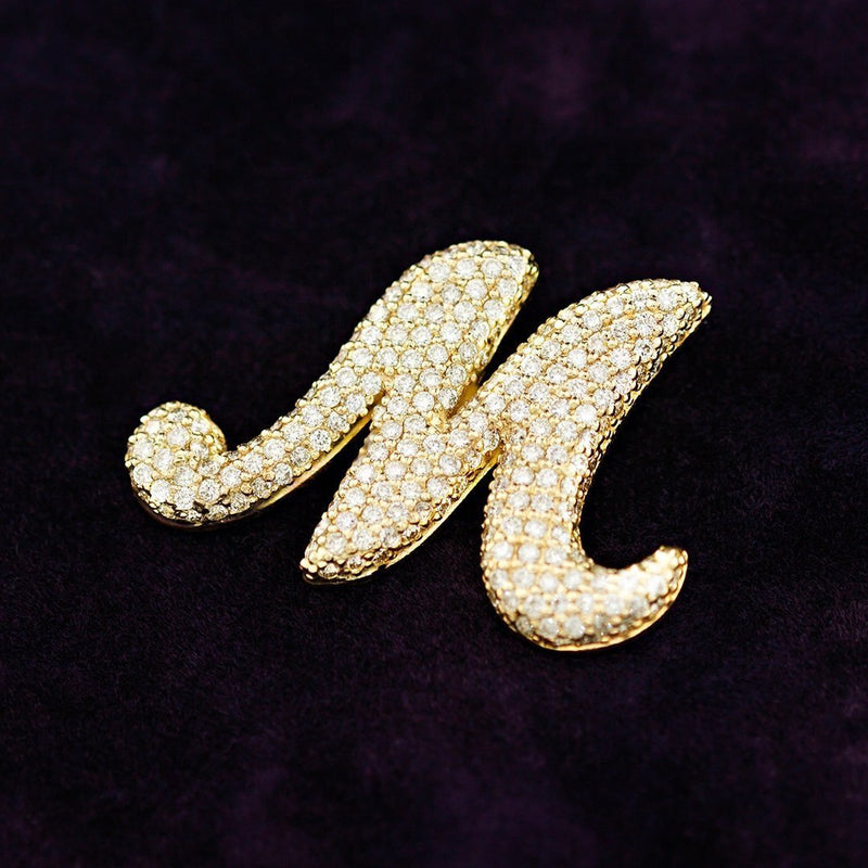 Diamond Initial Letter M Pendant 14k Yellow Gold 3.47 Ctw–Diamond