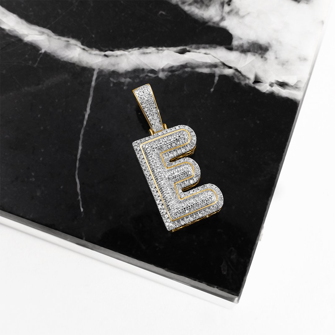 Diamond Letter E Pendant in 10K Yellow Gold 0.33 ctw – Avianne Jewelers