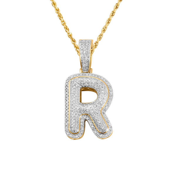 Diamond Letter R Pendant in 10k Yellow Gold 0.36 ctw–Latest Drops
