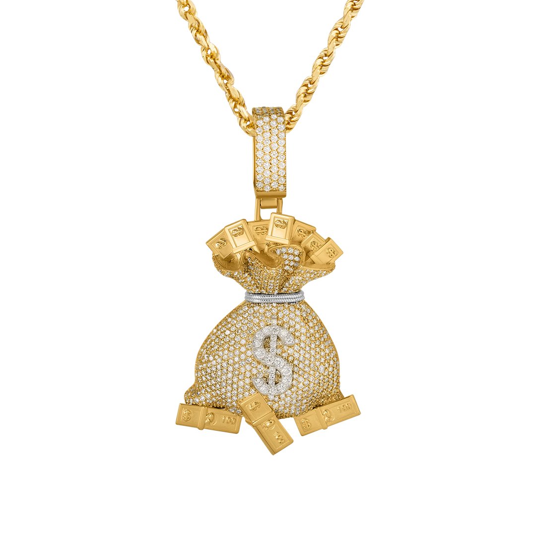14k Yellow Gold Diamond Money Pendant 7.78 Ctw – Avianne Jewelers
