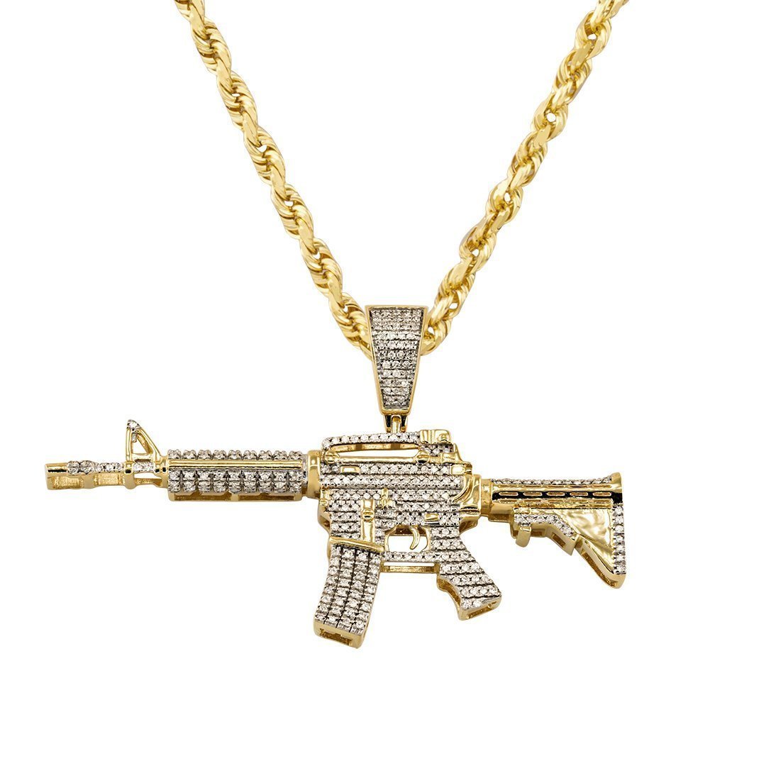 10k Yellow Gold Diamond rifle style Pendant 0.74 Ctw – Avianne Jewelers