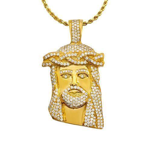 Jesus Head Pendant In 18k Yellow Gold 4 Ctw Diamond Jesus Pendants