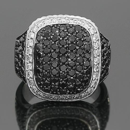10K White Solid Gold Mens Diamond Ring with Black Diamonds 6.50 Ctw ...