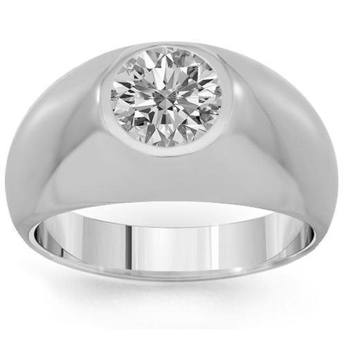14K Solid White Gold Mens Solitaire Clarity Enhanced Diamond Ring 1.00 ...