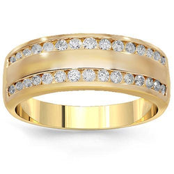 Gold N Diamonds Inc Atlanta 14kt Yellow Gold Mens Round Diamond Double Row Wedding Band Ring 2 00 Cttw Freeman And Foote Jewelers