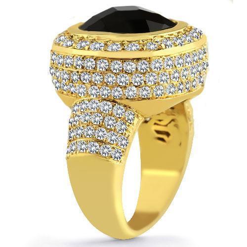 14k Yellow Solid Gold Diamond Mens Black Onyx Ring 4 70 Ctw Mens Onyx Rings