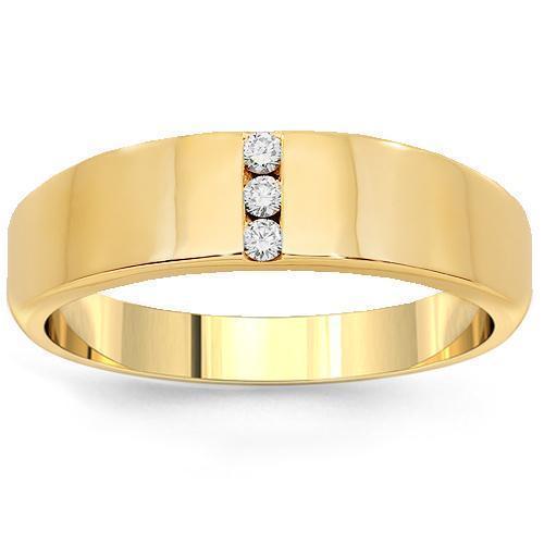 14k Yellow Solid Gold Mens Diamond Wedding Ring Band 015 Ctwbridal Jewelry