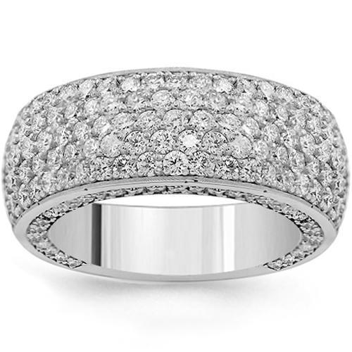 18K White Gold Mens Diamond Wedding Band 5.50 Ctw–Bridal Jewelry