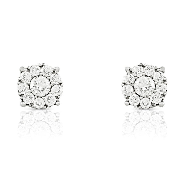 Diamond Cluster Earrings in 10k 14k and 18k White Yellow and Rose Gold ...