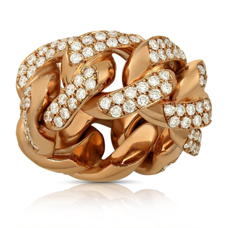 Diamond Cuban Link Ring in 14k Rose Gold 4.50 Ctw – Avianne Jewelers