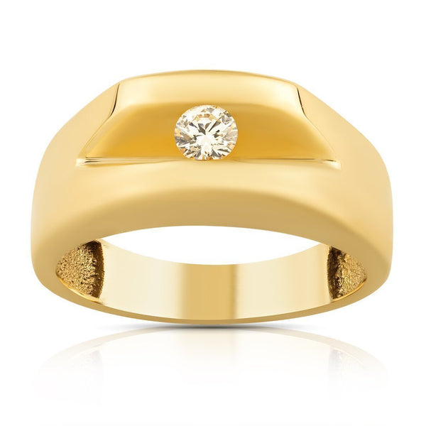 Solitaire Tension Set Mens Diamond Pinky Ring in 10k Yellow Gold ...