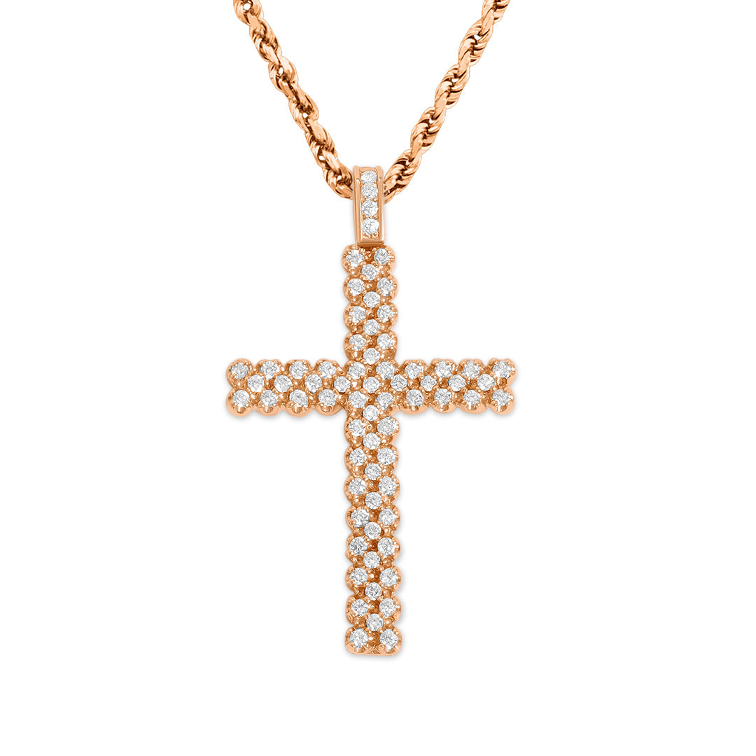 14K Rose Gold & Diamond Cross Pendant 2.50ctw – Avianne Jewelers