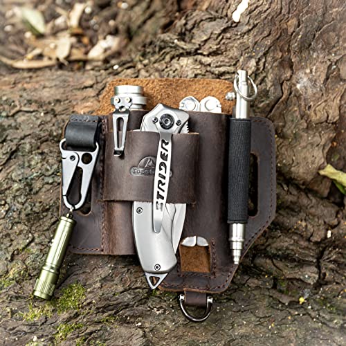 With Key Holder Multi Tool Pouch, Leather Belt Loop Waist Multitool  Sheath,EDC Multitool Sheath for Belt for Training, Camping, Climbing,  Fishing,traveling (Black) 