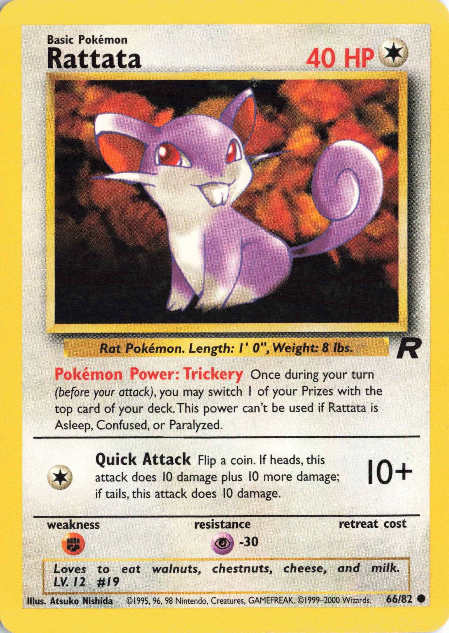 1209 - Played Rattata 66/82 Common Team Rocket Pokemon TCG