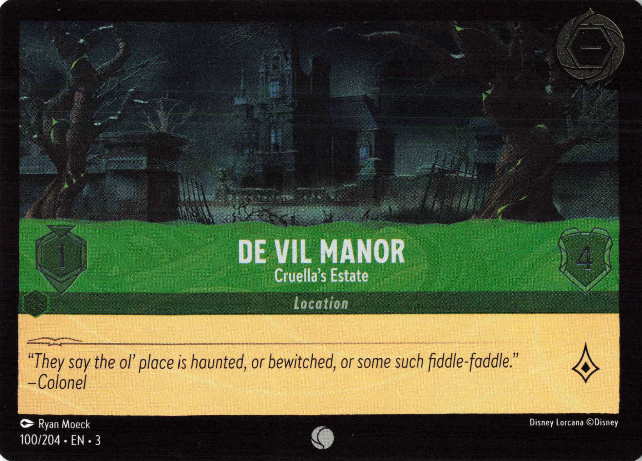 Cold Foil De Vil Manor - Cruella's Estate 100/204 Common Into the Inklands Disney Lorcana TCG