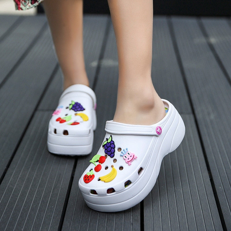 Summer Women Clogs Platform Garden Sandals Cartoon Fruit Slippers Slip –  Rejey Collections