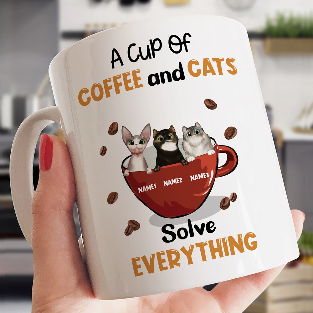 Personalized Gift For Cat Mom Coffee Lover Coffee and Cats