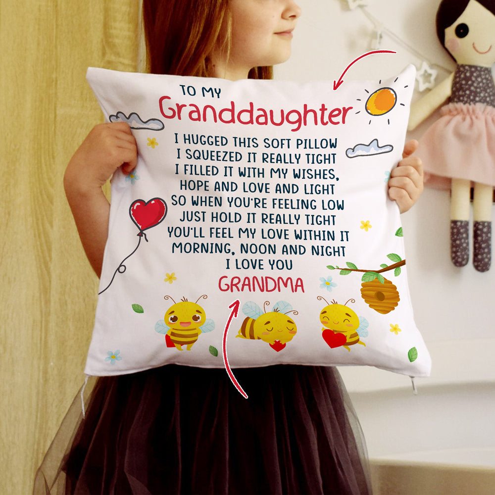 Personalized Gift For Granddaughter Hug This Pillow Bee