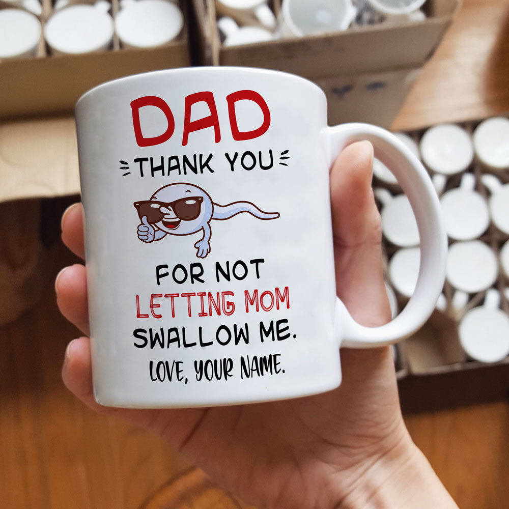 Personalized Gift For Dad Thanks For Not Letting Mom Swallow Me Mug Family Panda