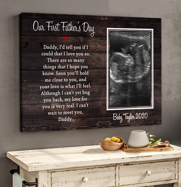 Personalized First Fathers Day Sonogram Poster Canvas Gift