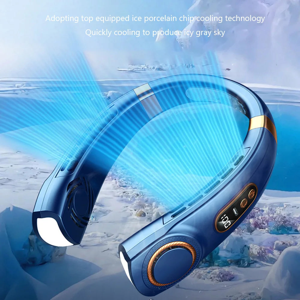 Hands-Free Portable Neck Fan – Leafless, Ultra-Quiet, USB Rechargeable 4000mAh Personal Cooler