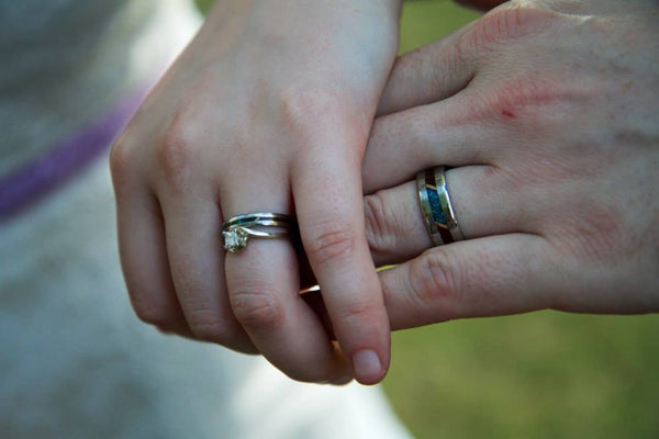 Black opal mens wedding ring