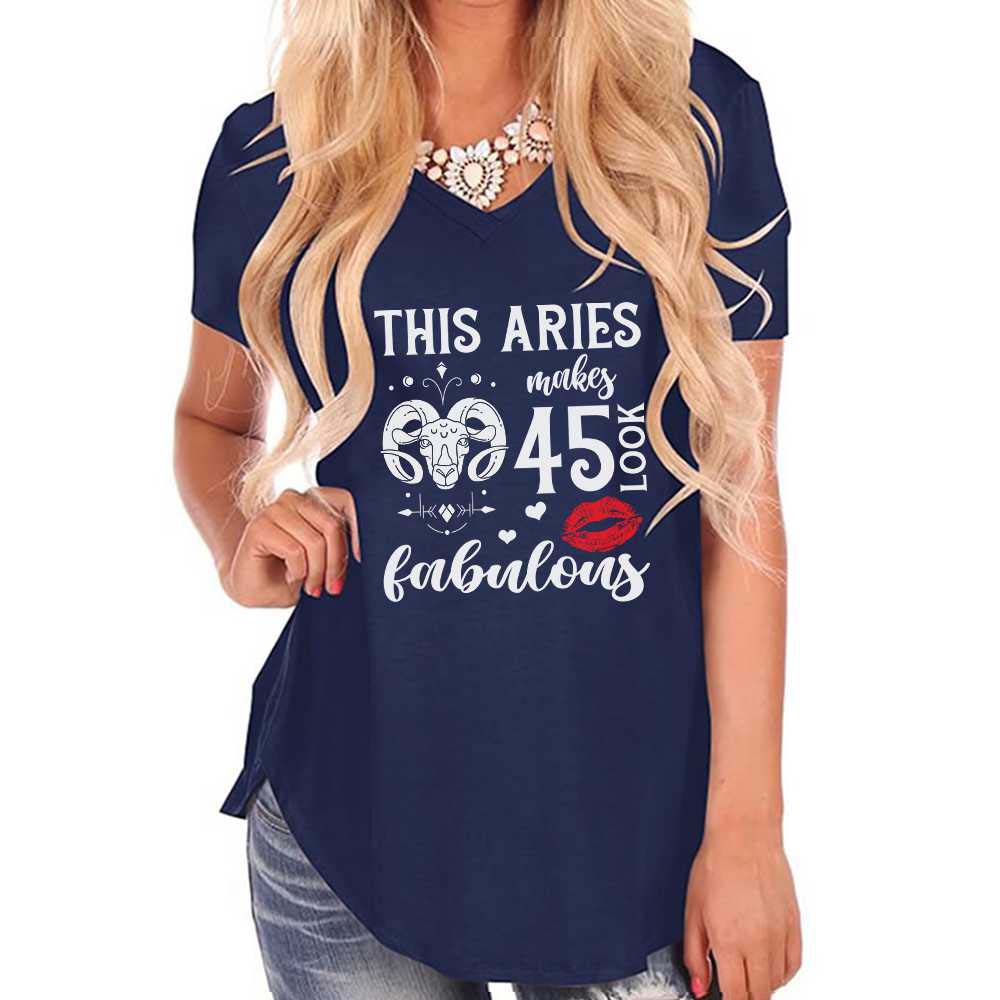 This Aries Makes 45 Look Fabulous V-neck Shirt