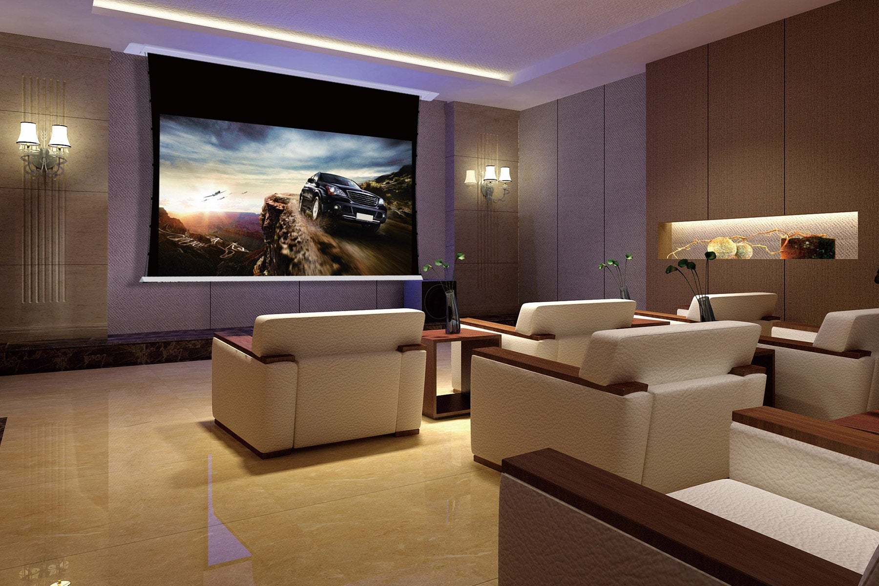 Harbour Series Motorized In Ceiling Tab Tensioned Projector Screen G2