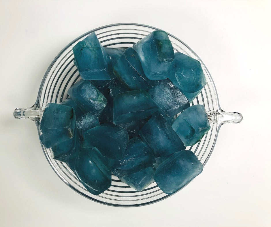 blue tea ice cubes