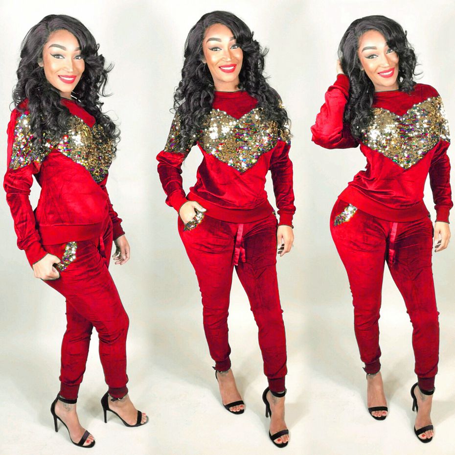 red velvet tracksuit womens