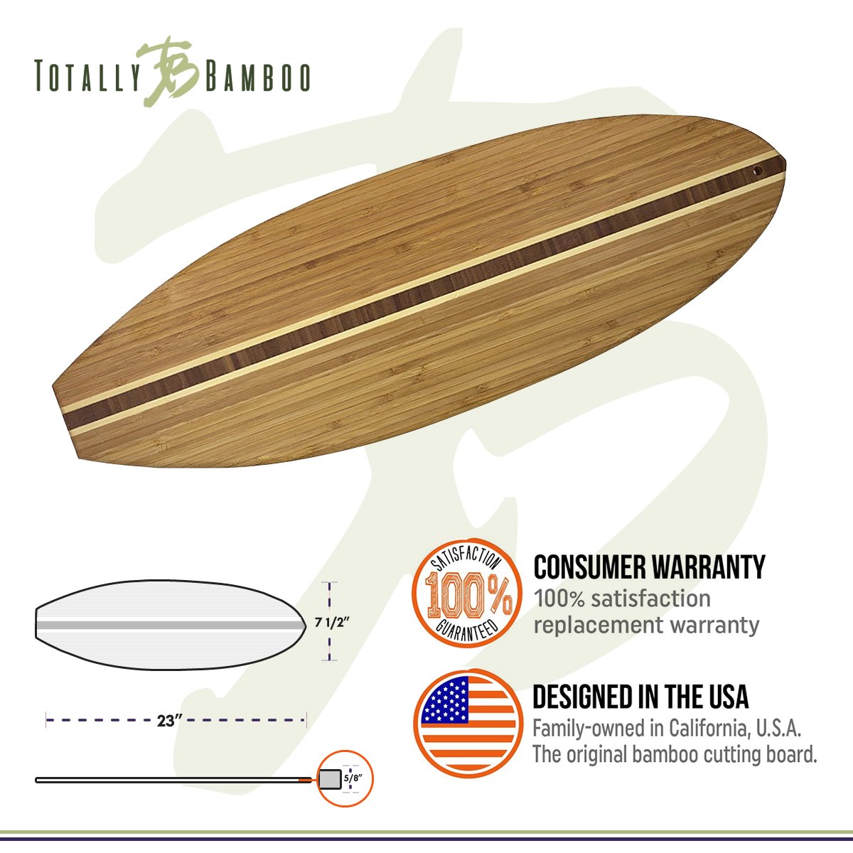 Paradise Found Surfboard Bamboo Cutting Board