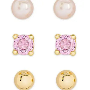 FRESHWATER PEARL AND CZ STUD SET - STERLING SILVER - Simply Carolina